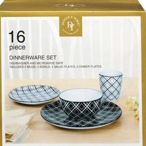 Black and White Dinnerware Set, 16 pc.